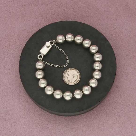 silpada sterling silver 10mm bead chain b0471 bracelet size 6.5in - Picture 2 of 3